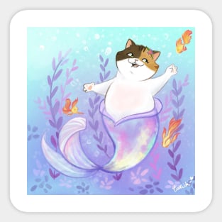 super cute cat mermaid Sticker